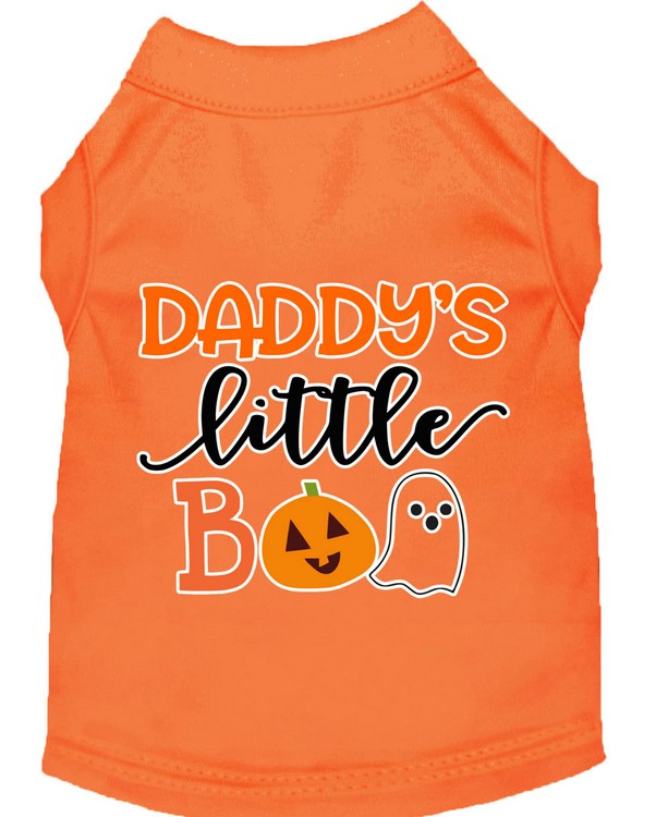 Daddy's Little Boo Screen Print Dog Shirt Orange Med